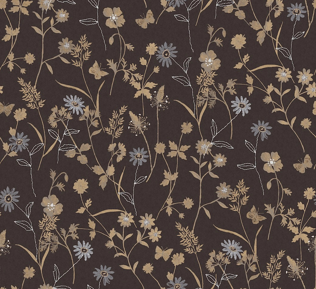 Design tapéta virág mintával barna színben 70cm széles