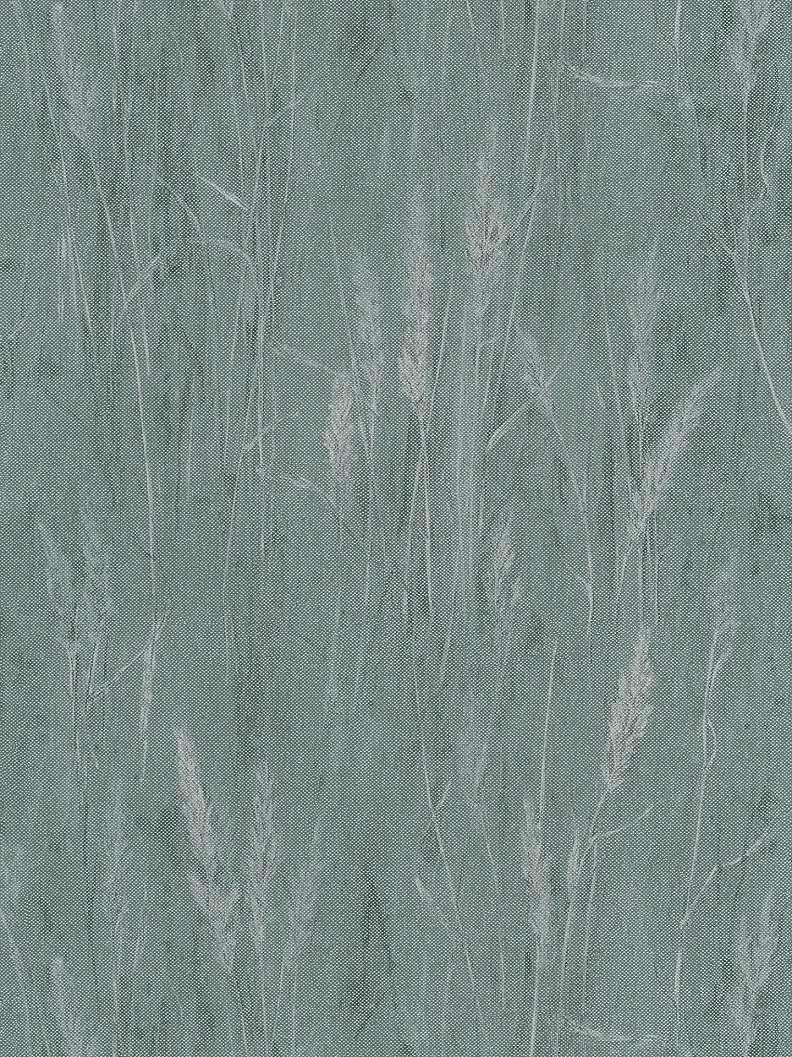 Design tapéta zöld és fényes ezüst búzakalász mintával