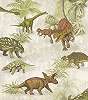 Dinószaurusz gyerek tapéta, zöldes, barnás dinó mintákkal