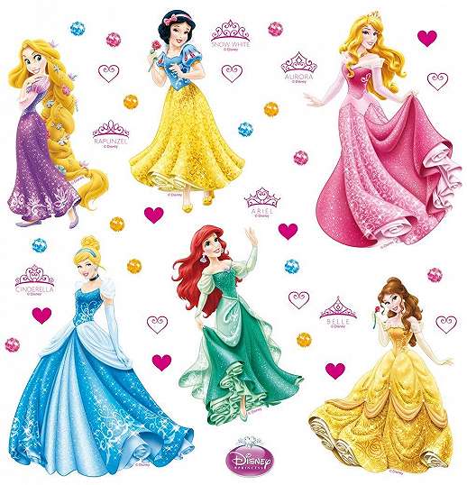 Disney hercegnők falmatrica 6 hercegnő mintával
