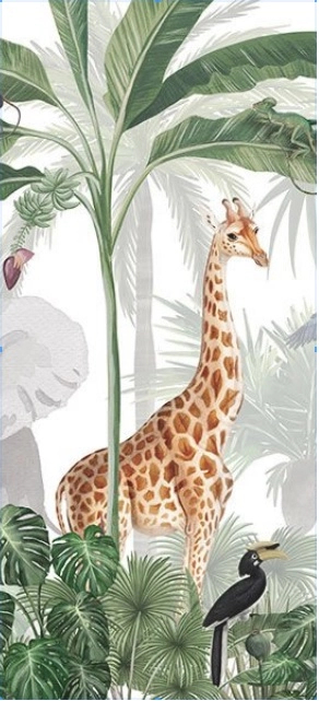 Dzsungel afrikai állat mintás vlies fali poszter tapéta gyerekszobába egyedi 3x 100x220