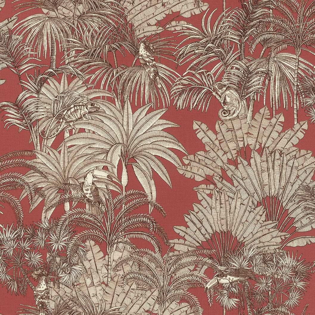 Dzsungel mintás dekor tapéta kaméleon, tukán mintával
