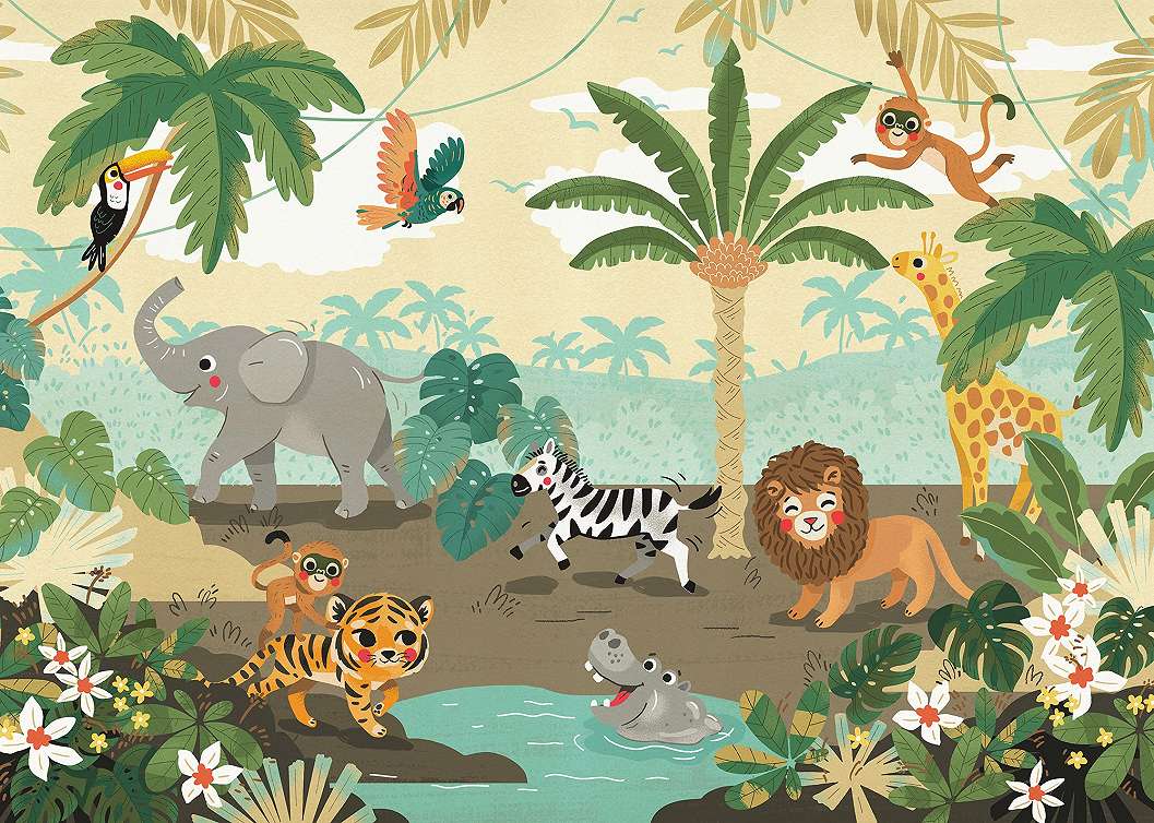 Dzsungel mintás gyerek fali poszter állatos mintával
