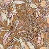 Dzsungel mintás tapéta trópusi levél és tukán madár mintával terrakotta színben