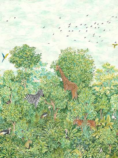 Dzsungel mintás vlies gyerek fali poszter állatos mintával