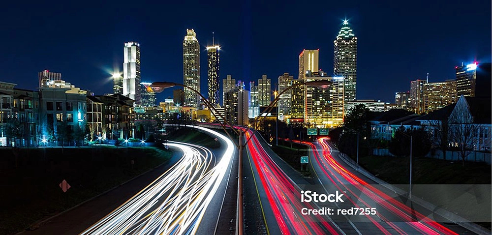 Egyedi fénycsíkos városkép mintás fotótapéta