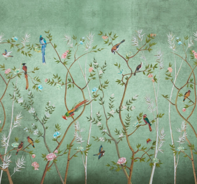 Egyedi madár botanikus mintás poszter tapéta 380cm (szélesség) X 355cm (magasság)