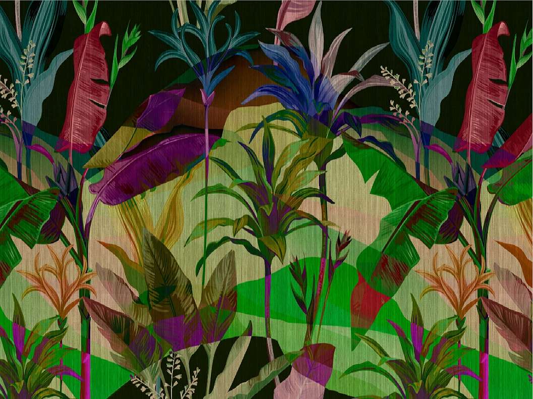 Egyedi színes trópusi mintás posztertapéta 375m (szélesség) X 280cm (magasság) VINYL