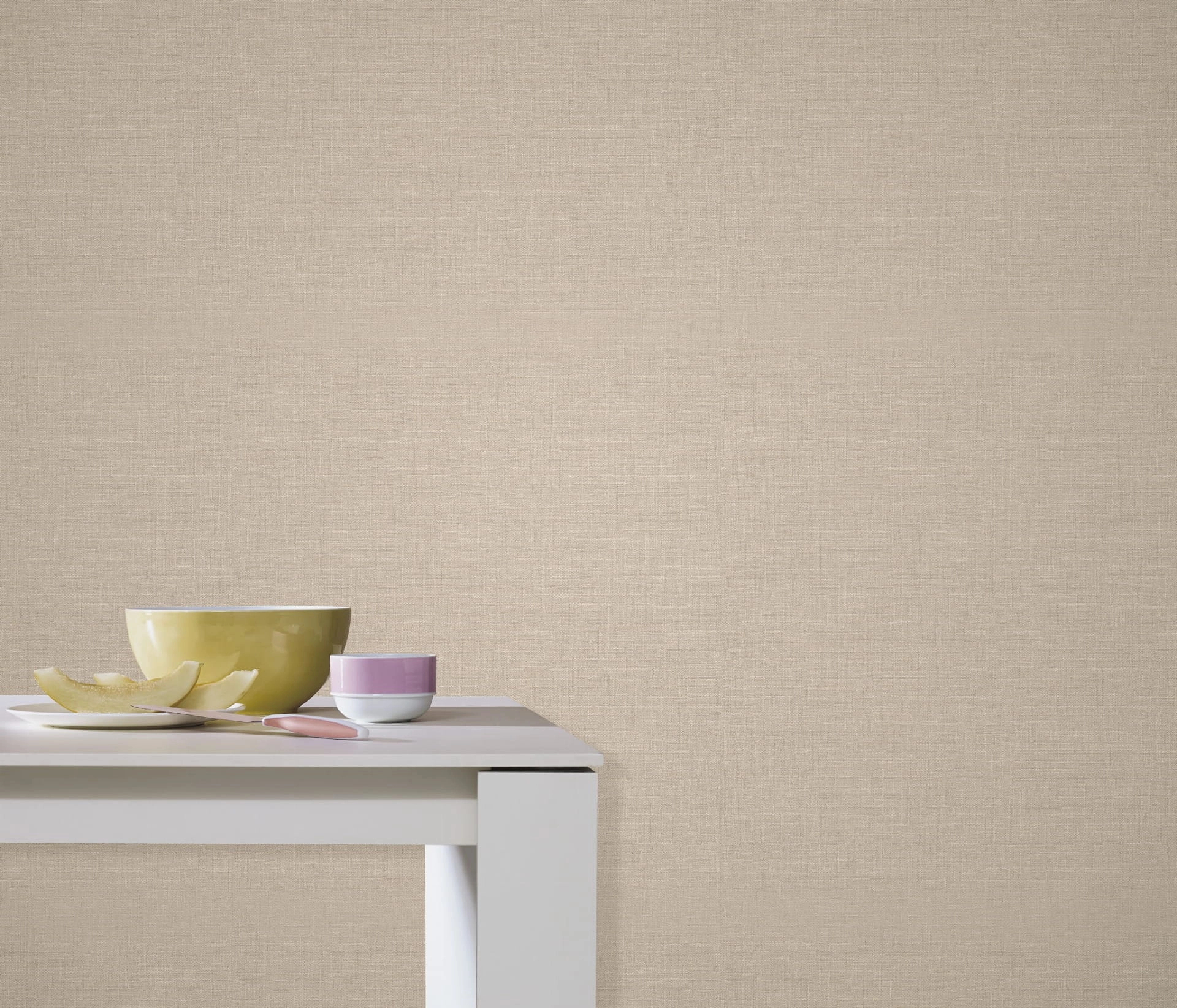 Egyszínű szőt textil hatású design tapéta natúr beige színben