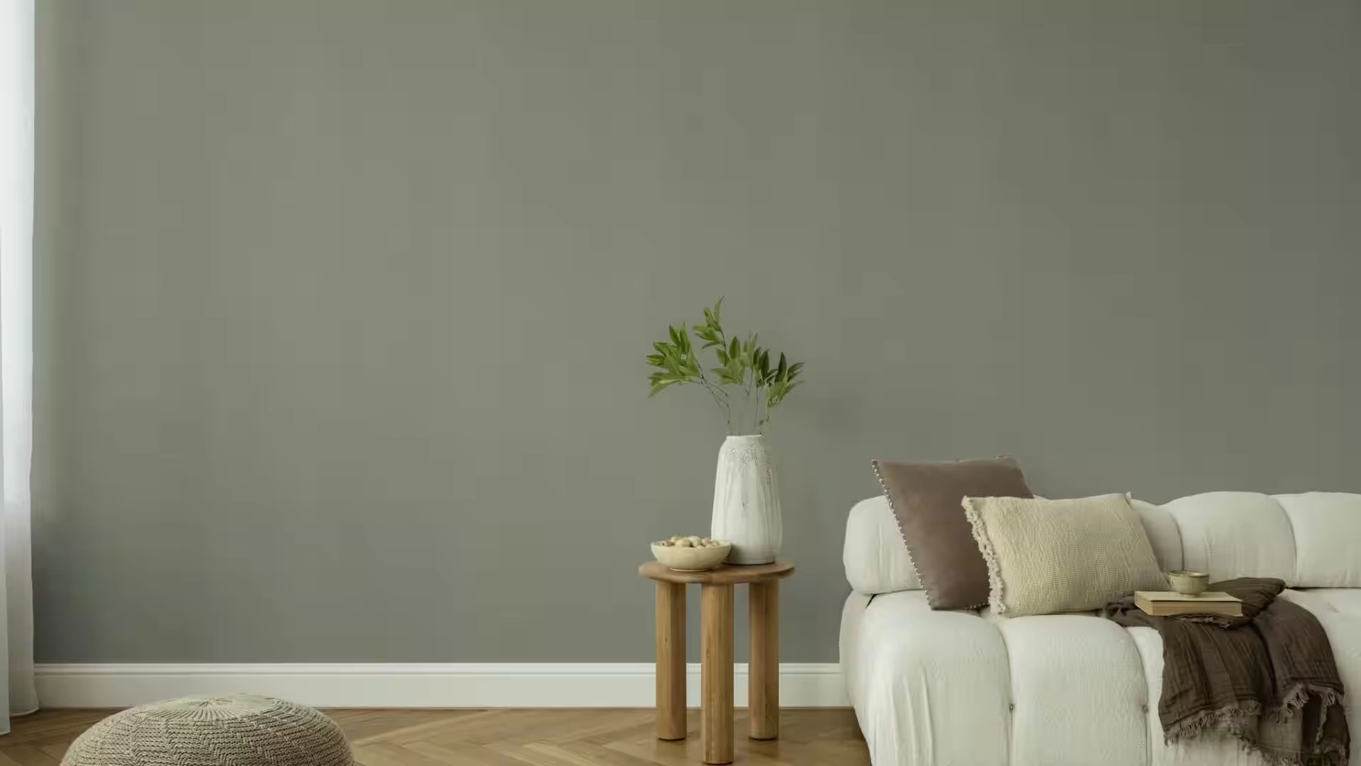 Egyszínű szürkés mohazöld dekor tapéta textílhatással