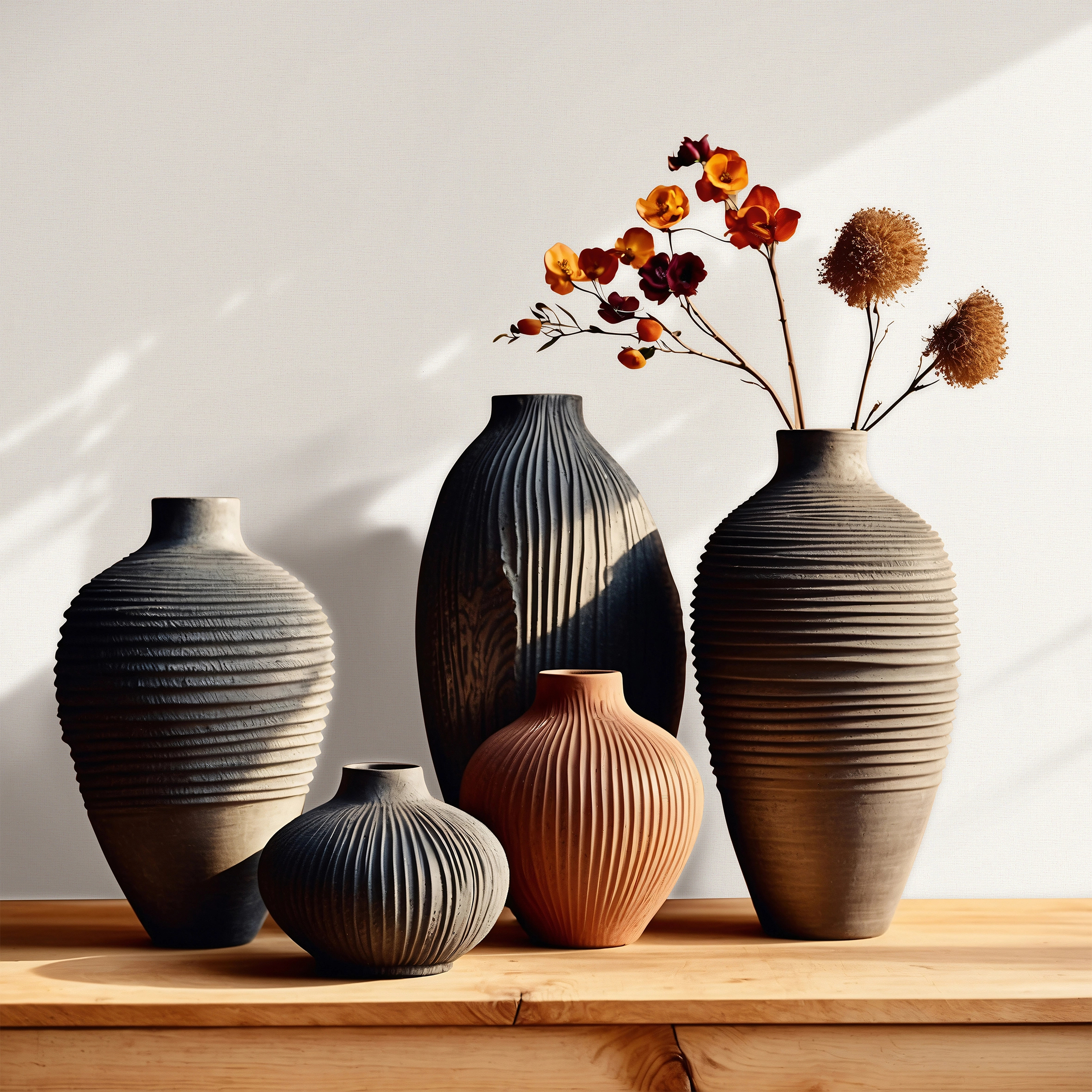 Egyszínű textilmintás barnás világosszürke tapéta