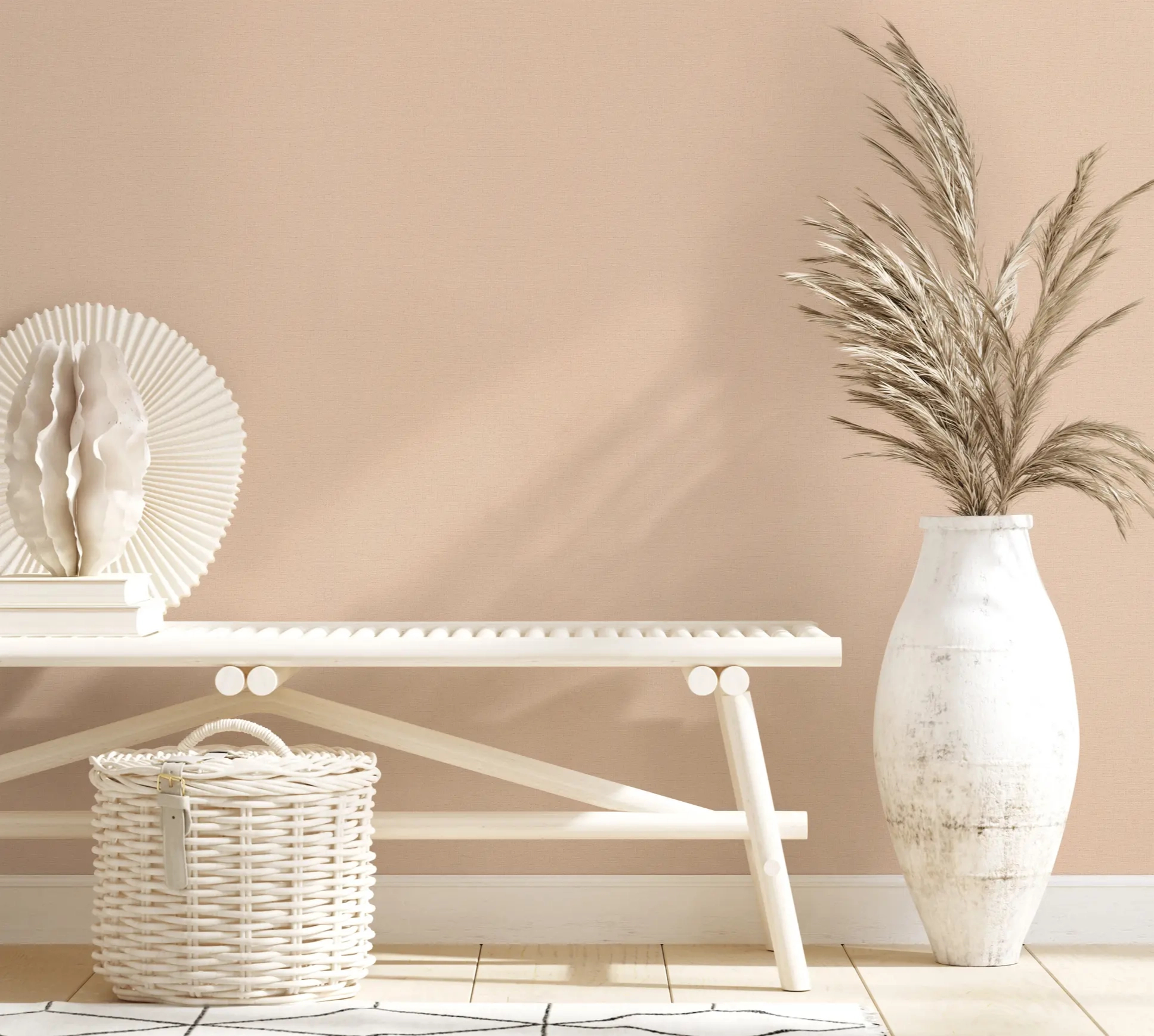 Egyszínű textilmintás korall tapéta