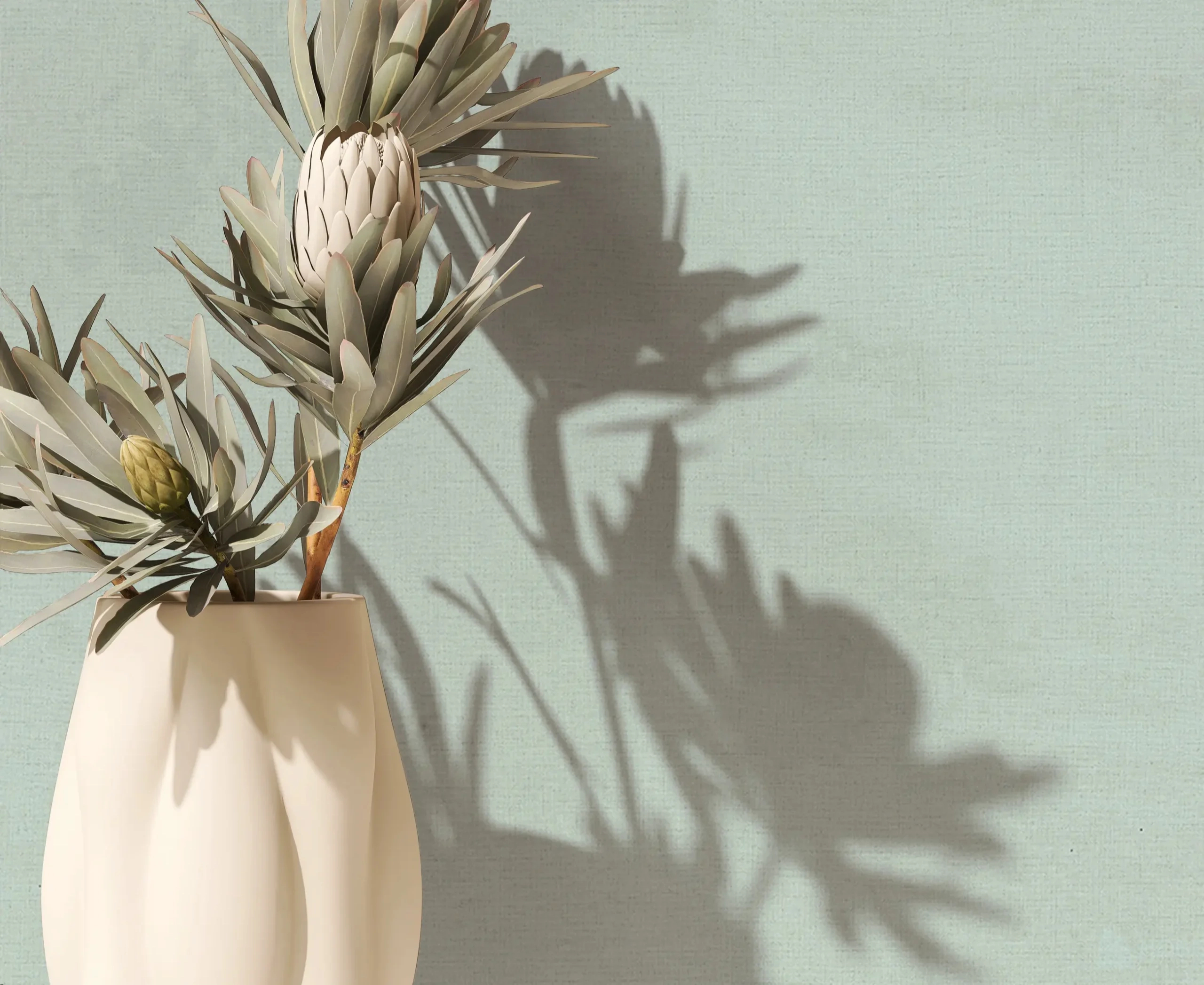 Egyszínű textilmintás világoszöld tapéta