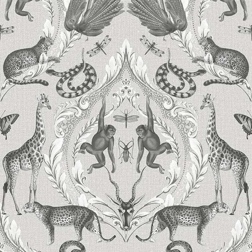 Egzotikus állat mintás szürke design tapéta