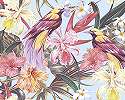 Egzotikus trópusi hangulatú modern madár és virágmintás fali poszter