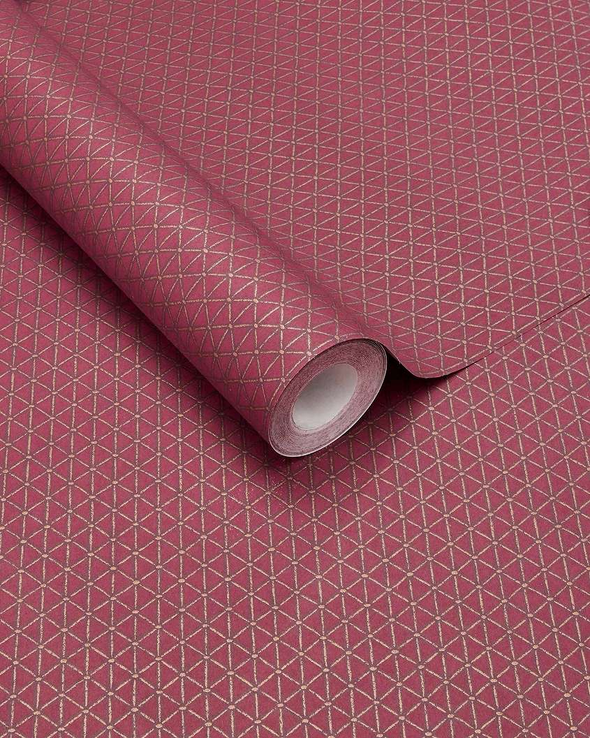 Eijffinger bordó és bronz színű geometriai mintás design tapéta