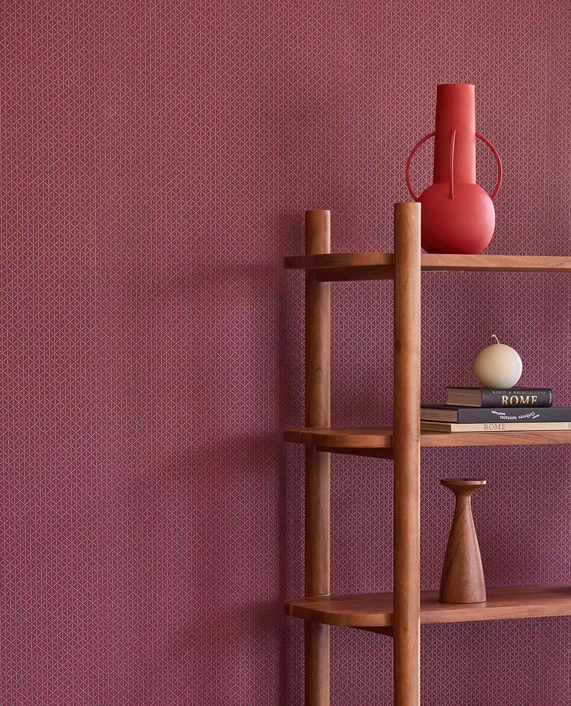 Eijffinger bordó és bronz színű geometriai mintás design tapéta