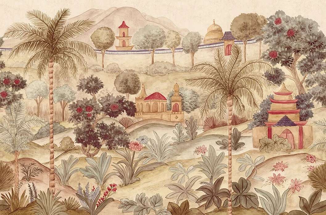 Eijffinger fotótapéta erdei falu a trópusokon szienna színben