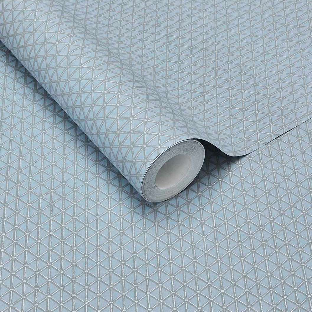 Eijffinger kék és ezüst színű geometriai mintás design tapéta