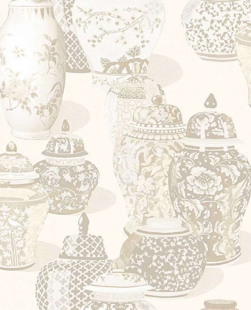 Eijffinger krém és beige színű kínai váza mintás design tapéta