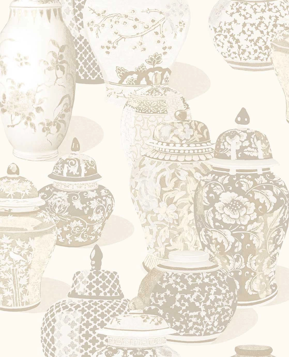 Eijffinger krém és beige színű kínai váza mintás design tapéta