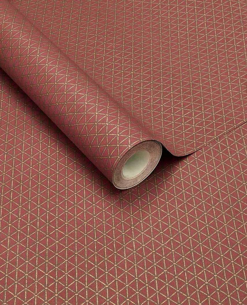 Eijffinger téglavörös és arany színű geometriai mintás design tapéta