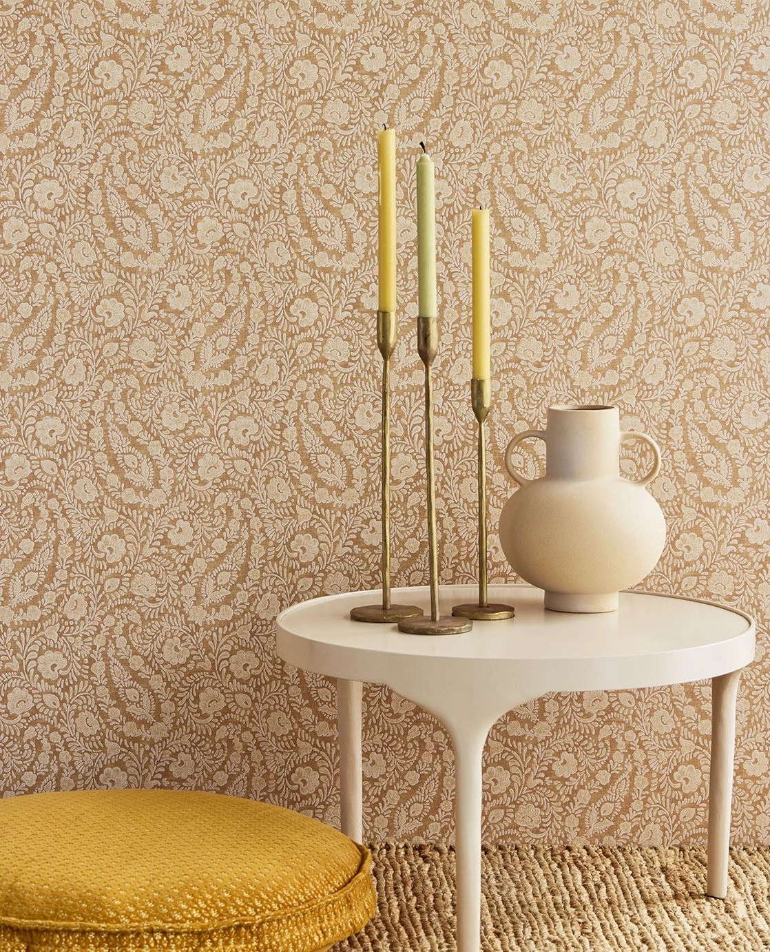 Eijffinger virág mintás mogyoróbarna és tópszínű vinyl design tapéta