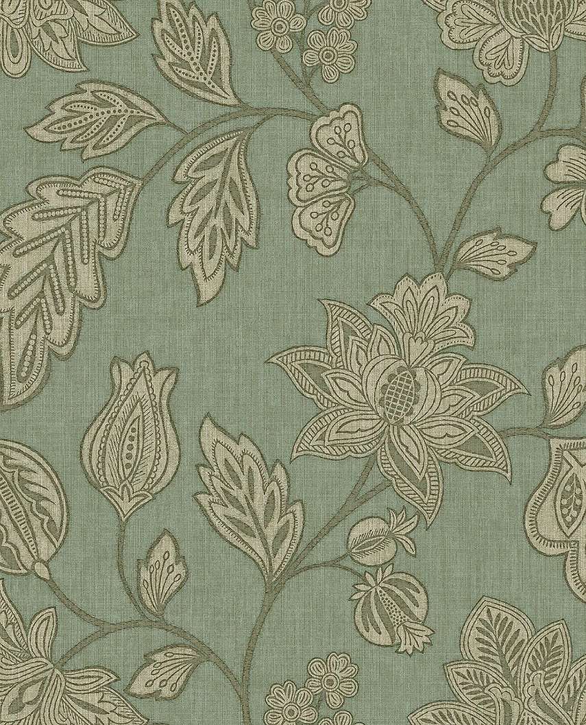 Eijffinger virágzófa mintás sászöld színű vinyl design tapéta