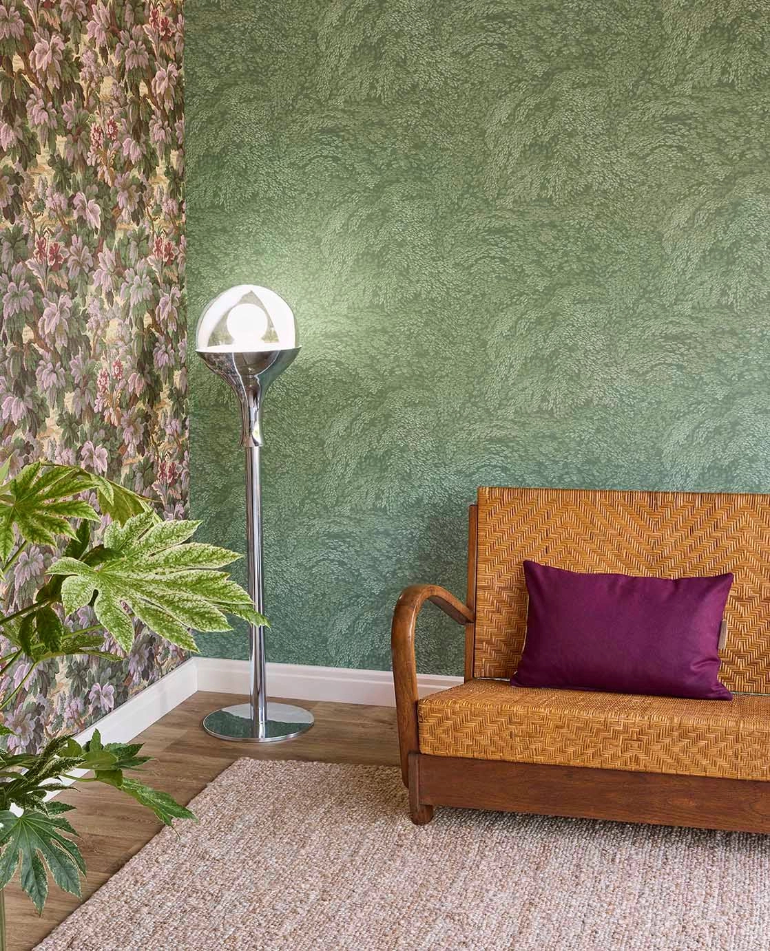 Eijffinger zöld apró levél mintás design tapéta