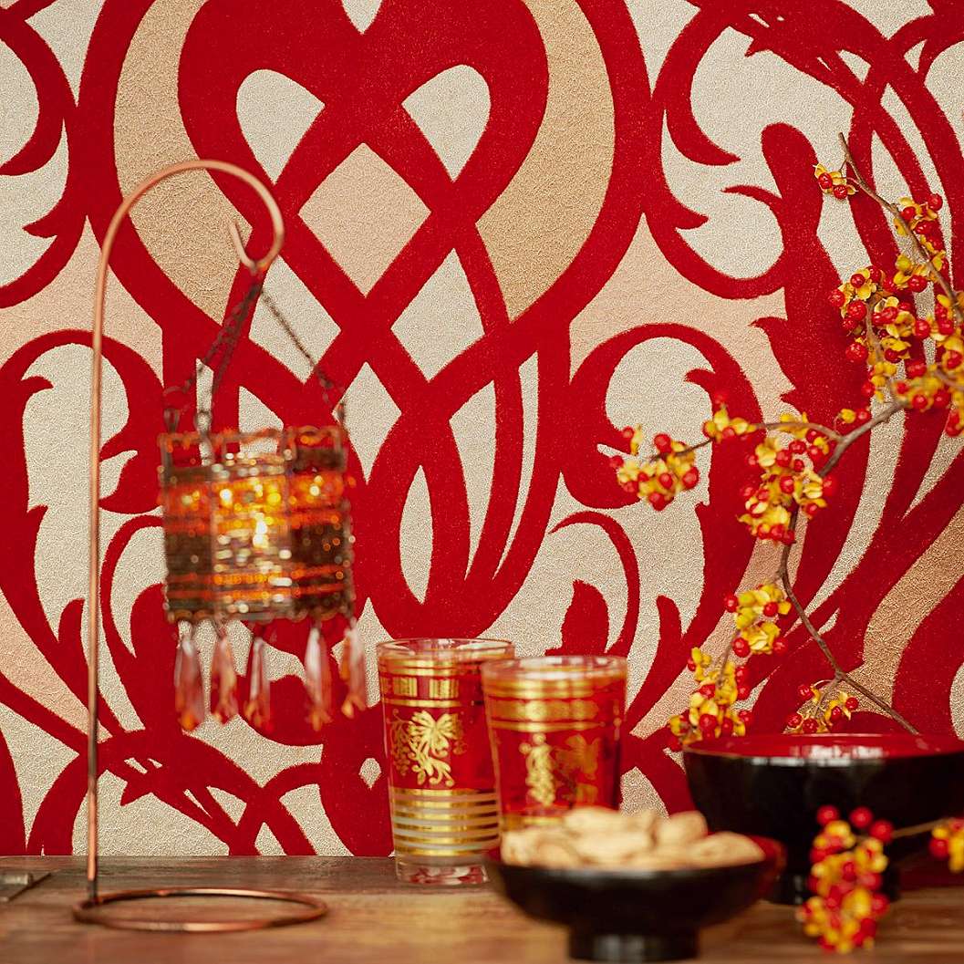 Eijjfinger Yasmin piros színű orientális stílusú tapéta