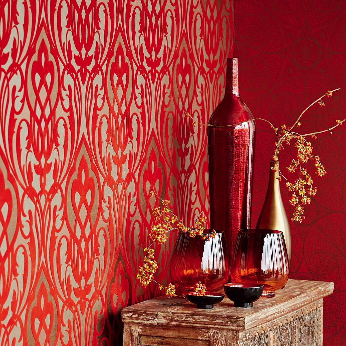Eijjfinger Yasmin piros színű orientális stílusú tapéta