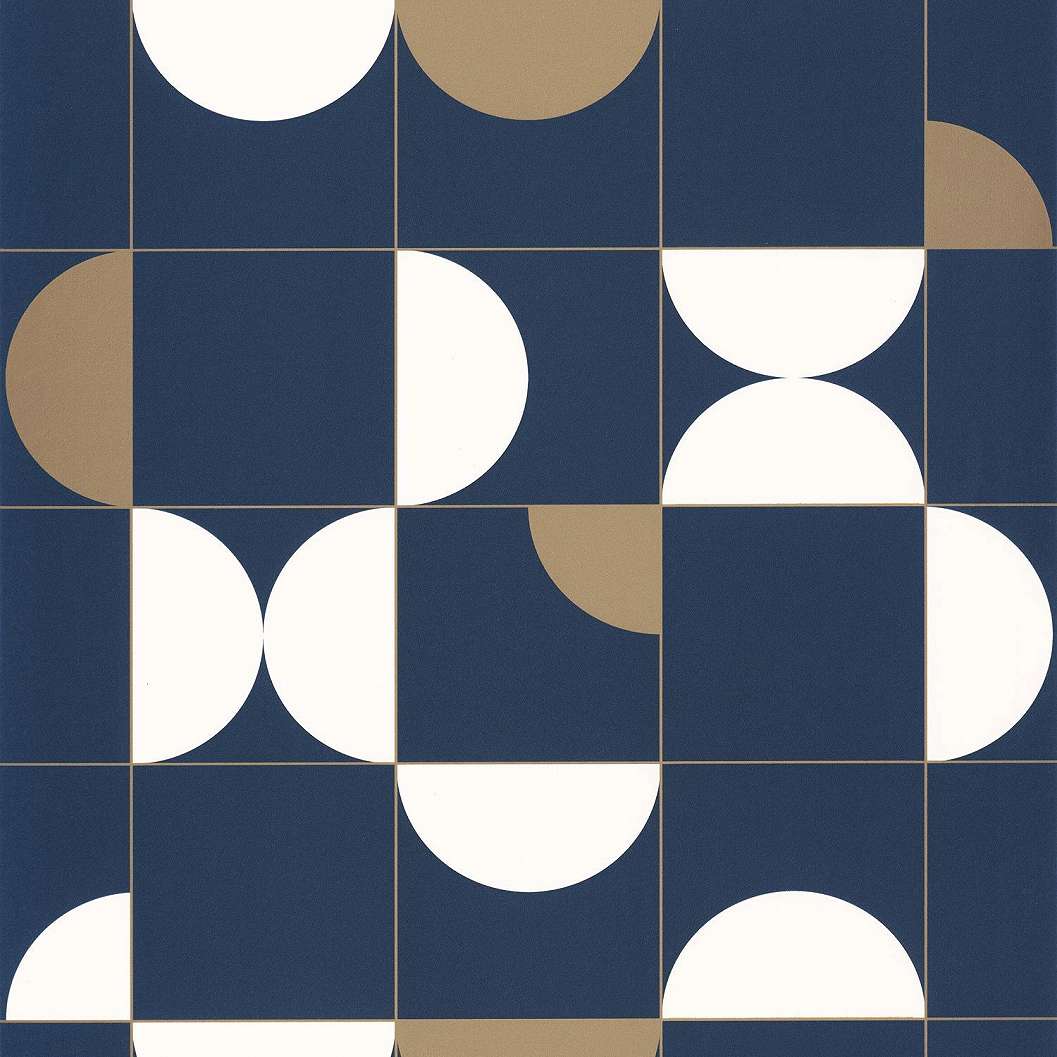 Éjkék színű tapéta geometrikus mintával