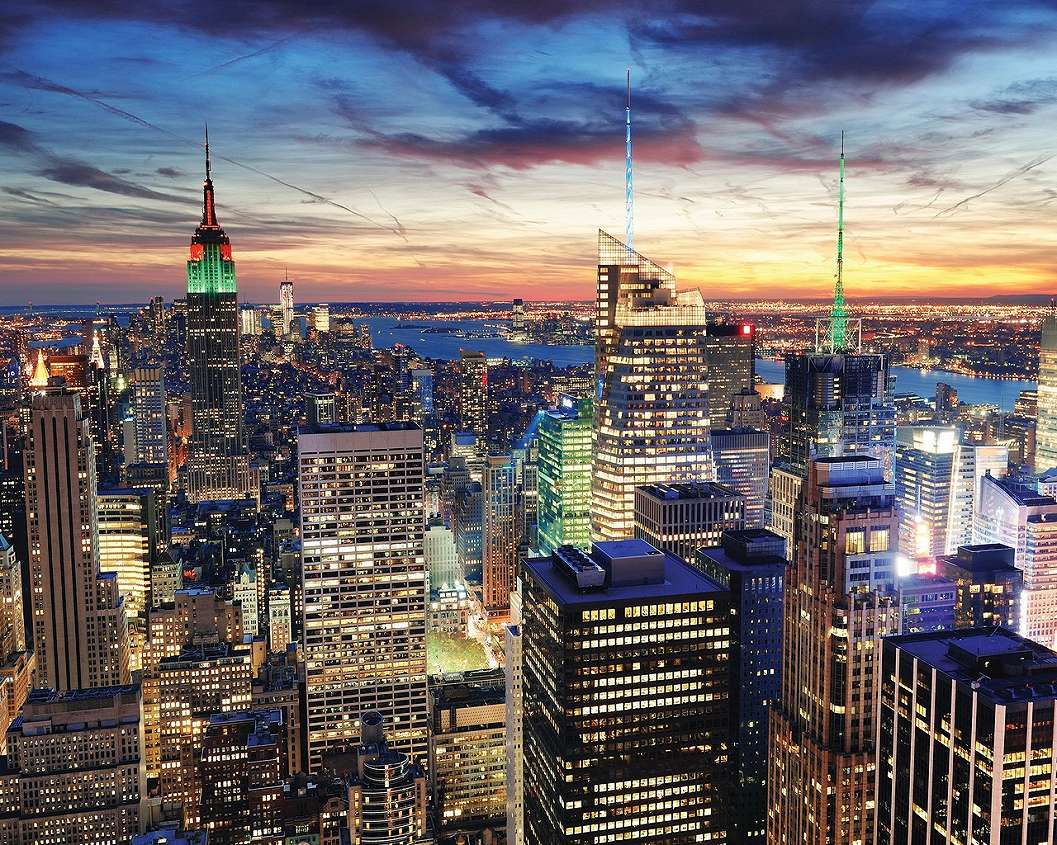 Éjszakai New York város látkép mintás desing fali poszter 368x254 vlies