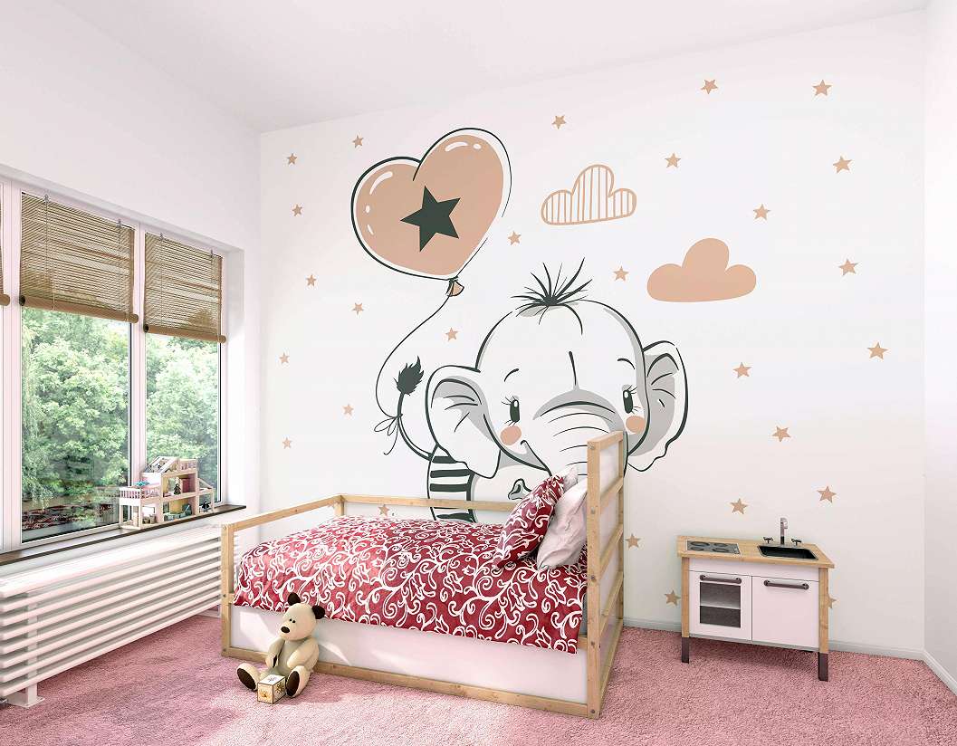 Elefánt a lufival kedves gyerekszobai fali poszter