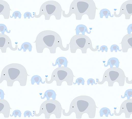 Elefánt mintás vlies gyerektapéta kék színben