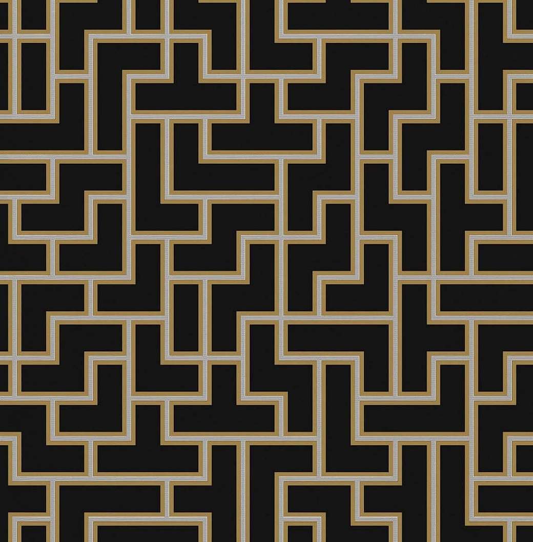 Elegán fekete metál arany geometrikus mintás design tapéta