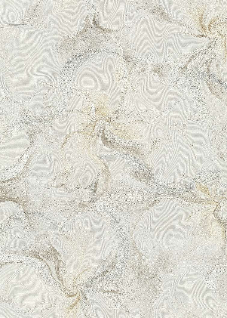 Elegáns absztrakt virág mintás vinyl tapéta natúr színekkel