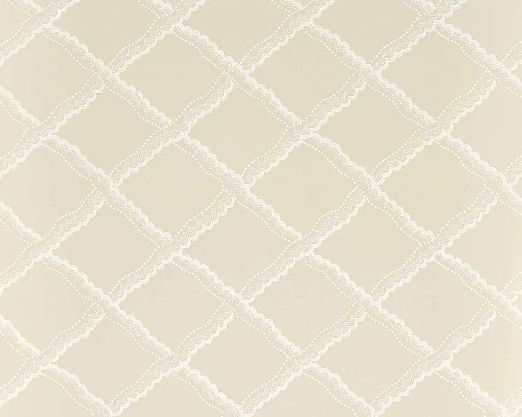Elegáns angol design tapéta csipke rács mintával beige színben