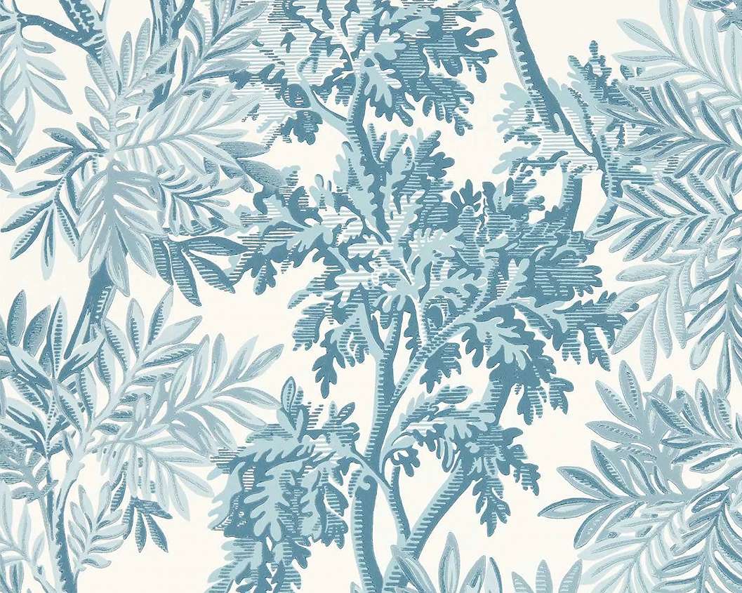 Elegáns angol design tapéta faág mintával kék színben