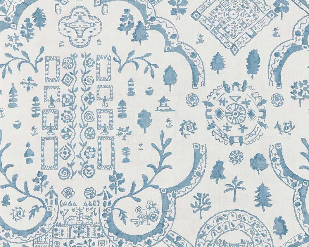 Elegáns angol design tapéta leveles mintával kék színben