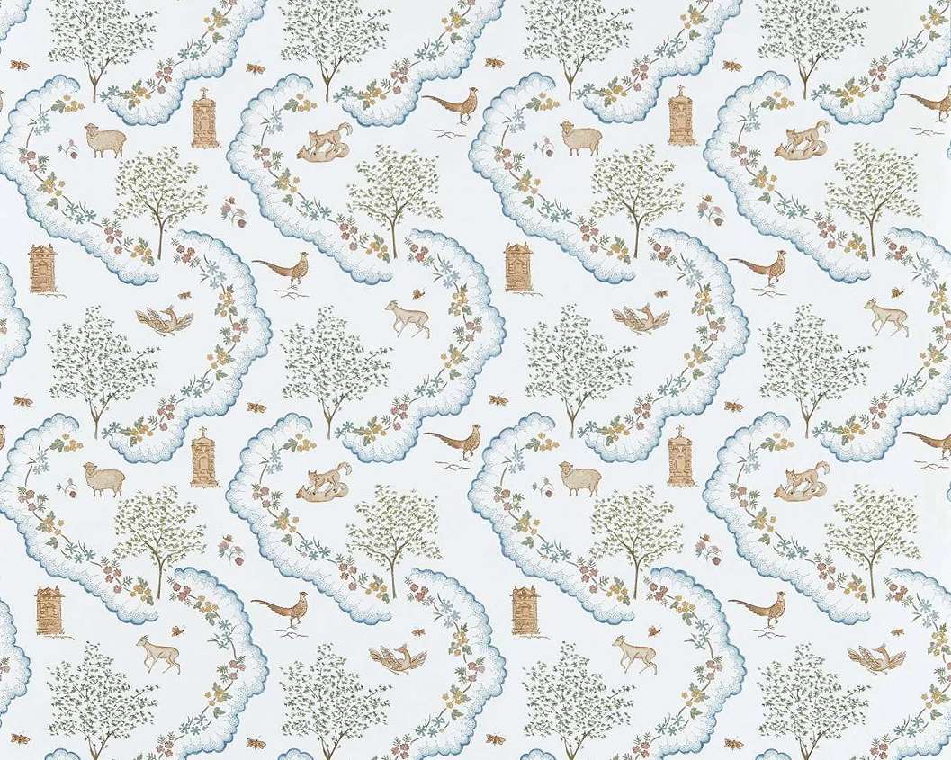 Elegáns angol design tapéta vadvilág mintával kék színben