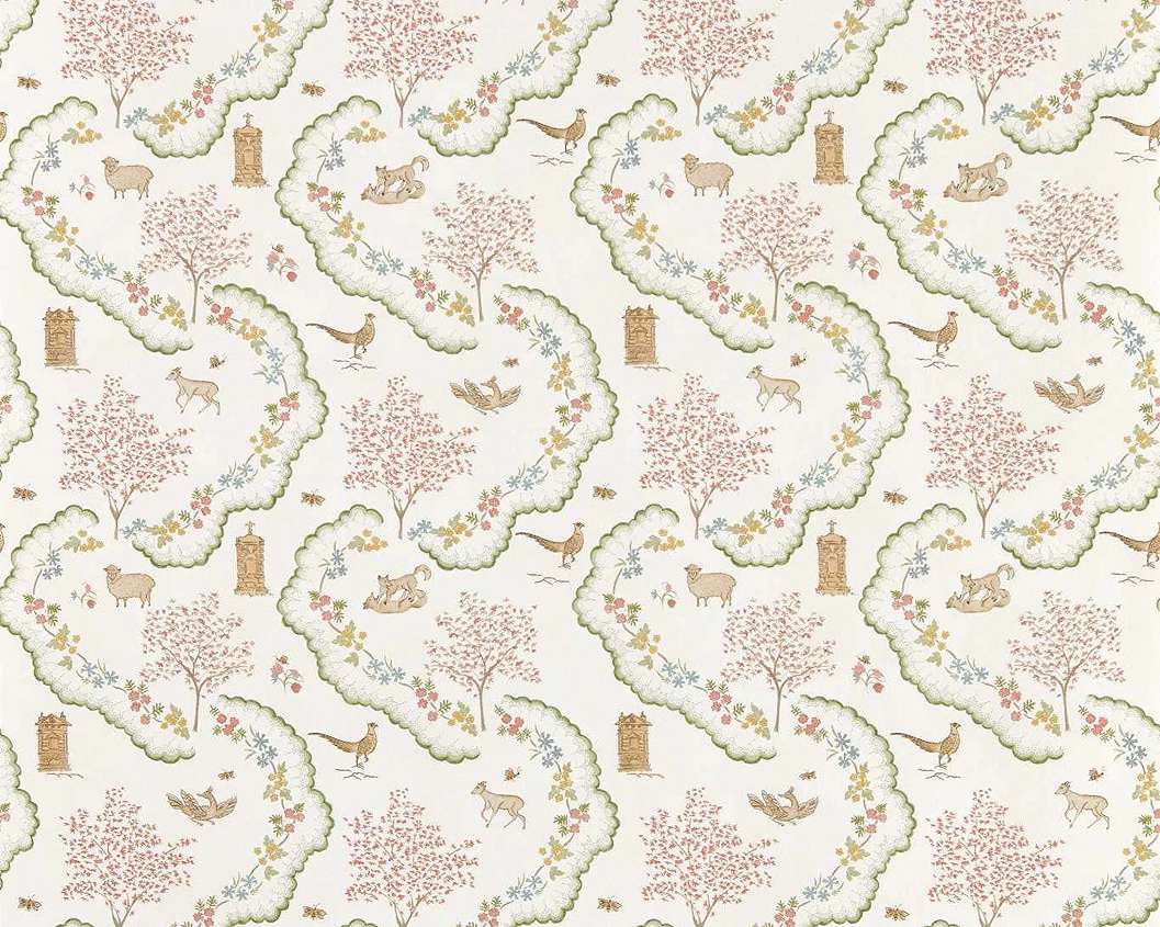 Elegáns angol design tapéta vadvilág mintával zöld színben