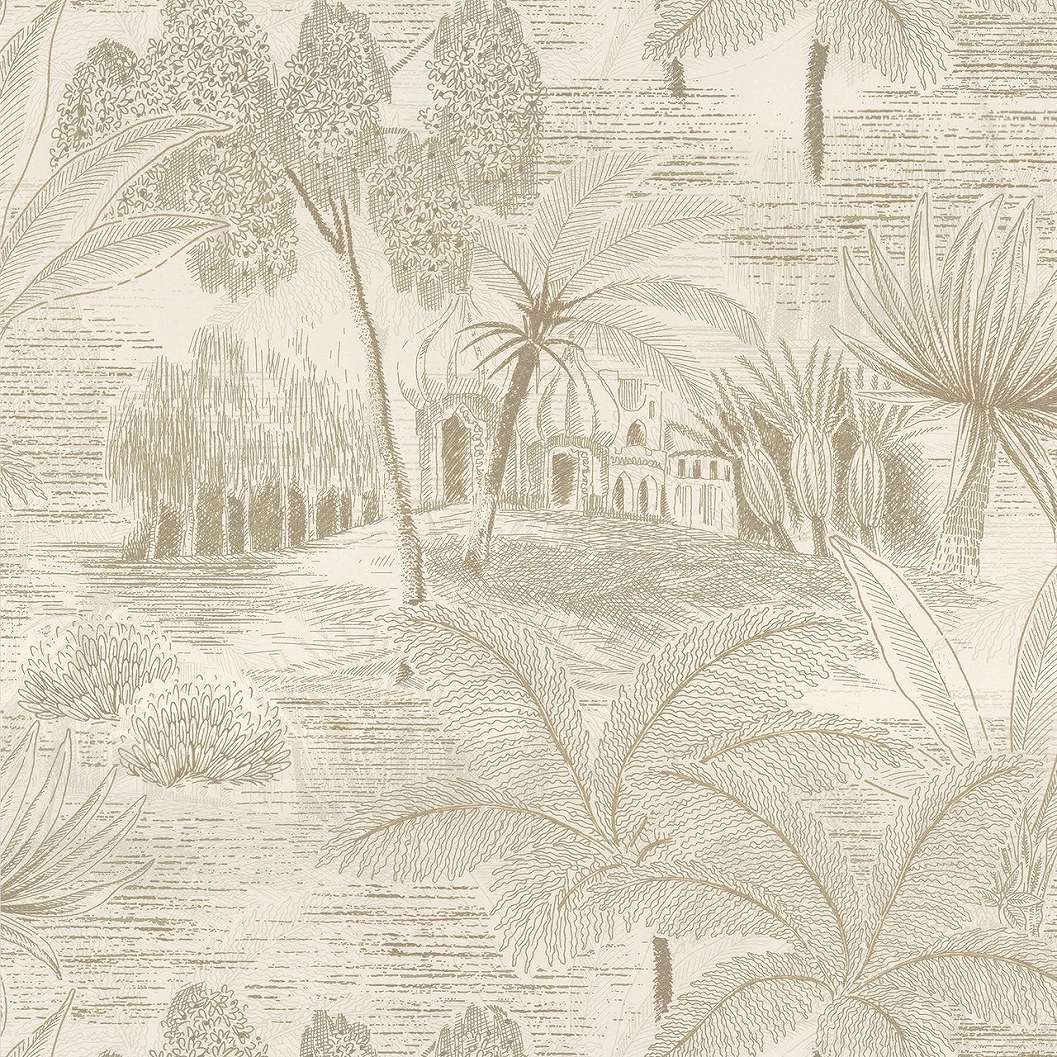 Elegáns Casamance luxus dekor tapéta tört fehér alapon trópusi arany mintázattal