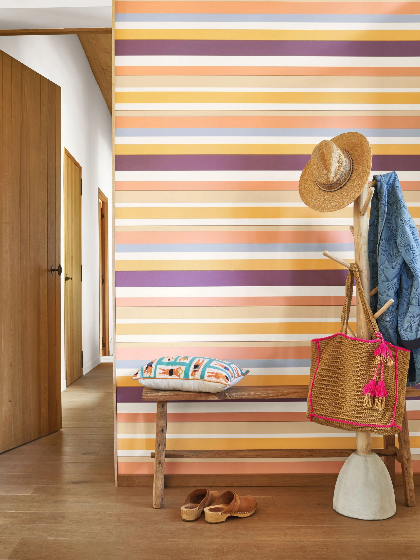Elegáns csíkos mosható több színű design tapéta