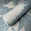 Elegáns design tapéta banánfalevél mintával kék színben