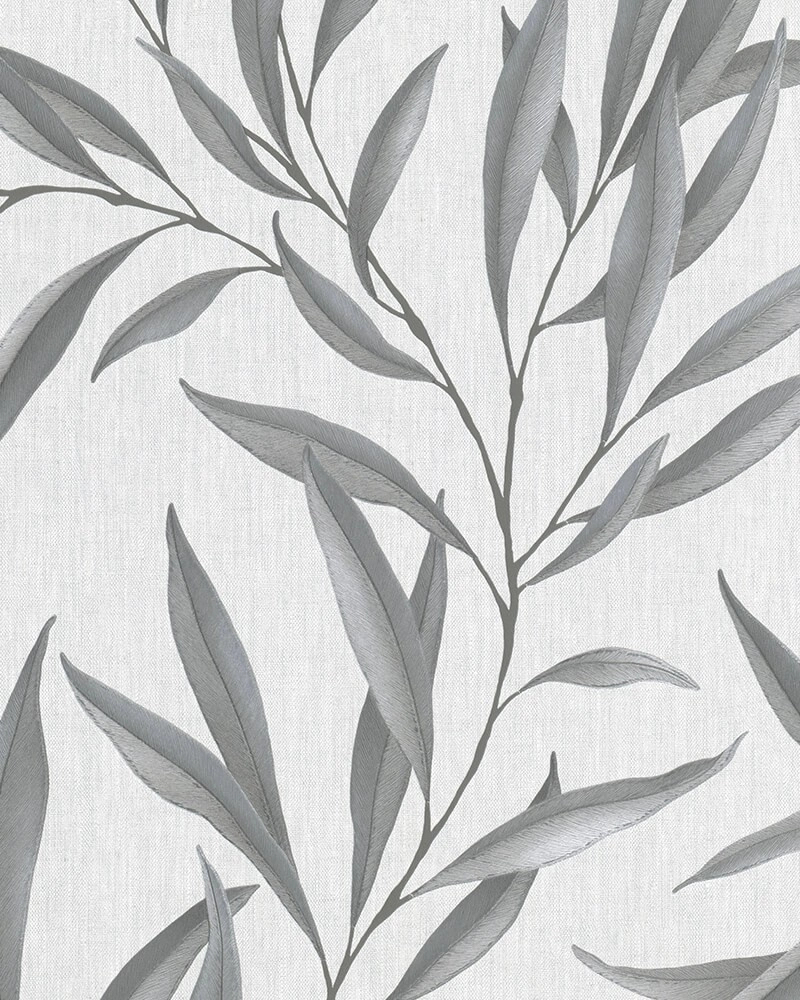 Elegáns design tapéta ezüst leveles mintával