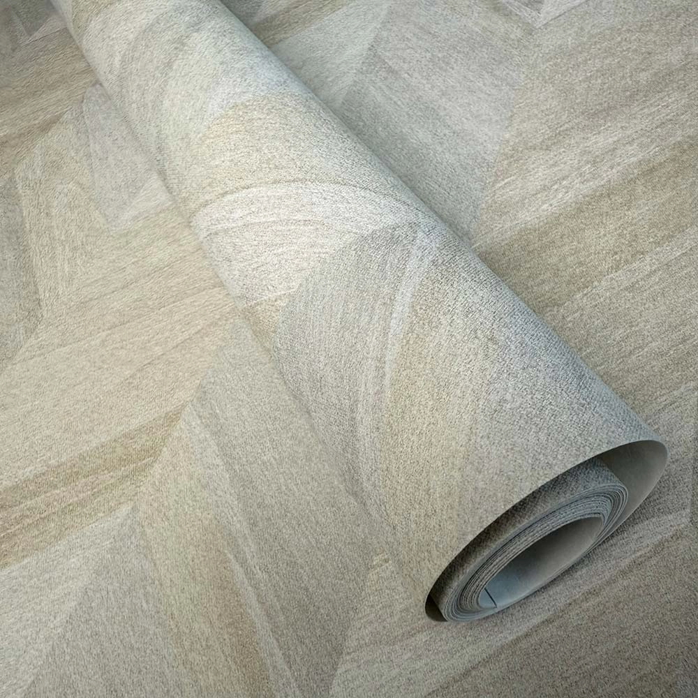 Elegáns design tapéta fahatású halzálka mintával beige színben