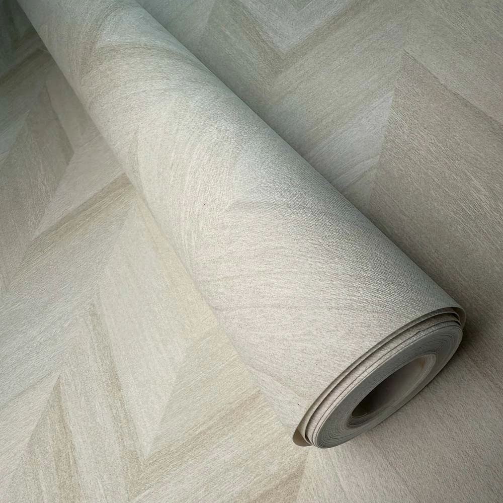 Elegáns design tapéta fahatású halzálka mintával krém színben