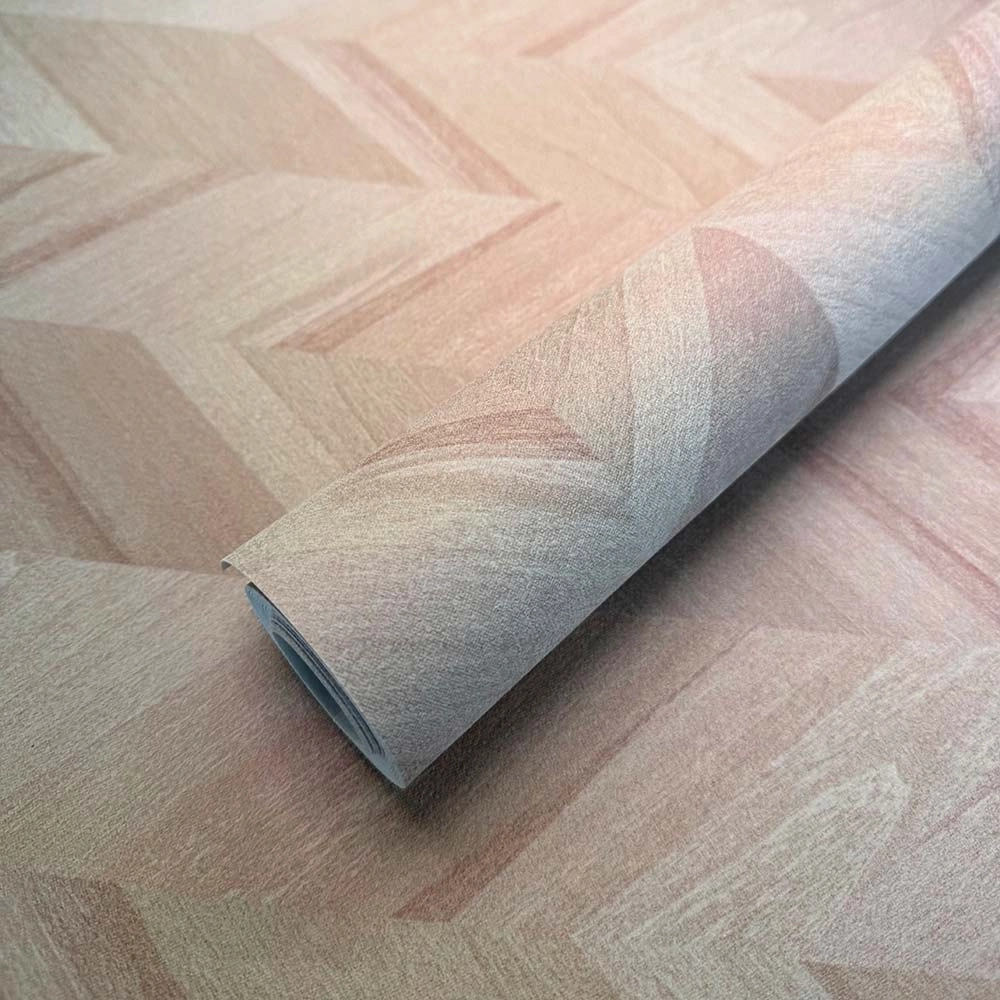 Elegáns design tapéta fahatású halzálka mintával rózsaszín színben