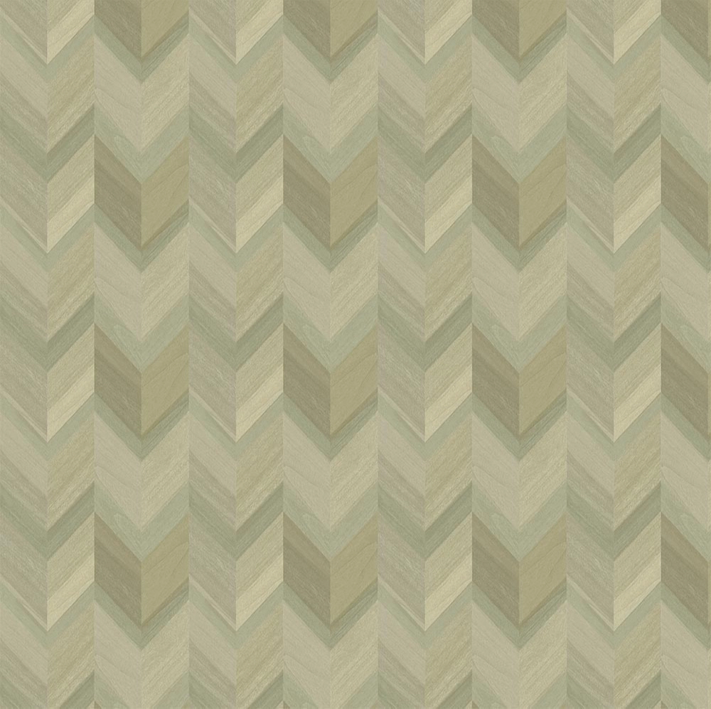 Elegáns design tapéta fahatású halzálka mintával zöld színben